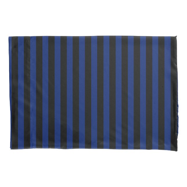 Housse D'oreillers Bleu et noir bonbons rayés (devant)