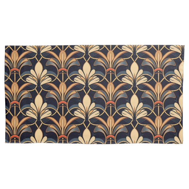 Housse D'oreillers Bleu et orange Art déco (devant-gauche)