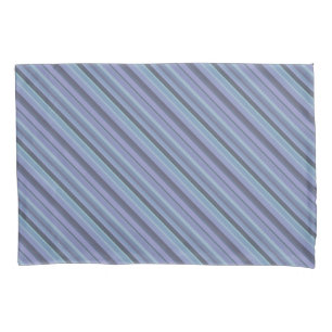 Housse D'oreillers Bleu-gris bandes diagonales