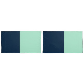 Housse D'oreillers Bleu marin et Mint