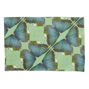 Housse D'oreillers Bleu Morpho Motif Coussin Coque