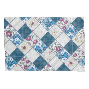 Housse D'oreillers Bleu motif rustique à la mode de déchirures de ti