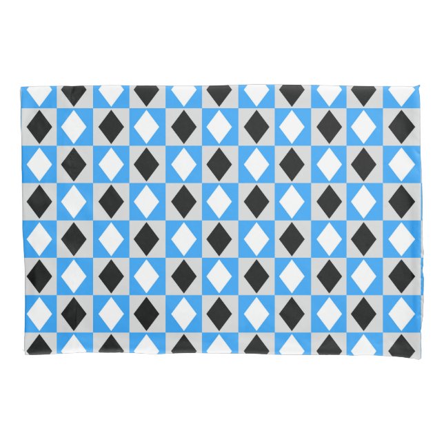 Housse D'oreillers Bleu noir blanc géométrique Rhombus Diamant (devant)