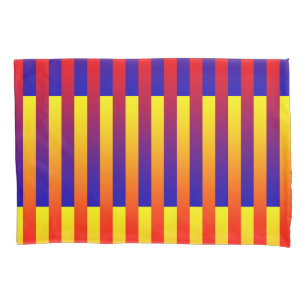 Housse D'oreillers Bleu rouge rayures jaunes