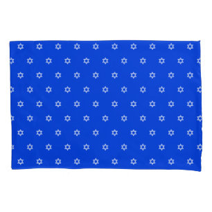 Housse D'oreillers Bleu royal d'étoile de David blanche