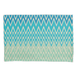 Housse D'oreillers Bleu turquoise, turquoise et vert Zigzags