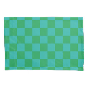 Housse D'oreillers Bleu vert À damiers En vichy Motif