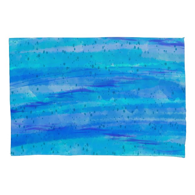 Housse D'oreillers Bleu, Violet, Turquoise, Aqua Vagues Abstraites Cô (devant)
