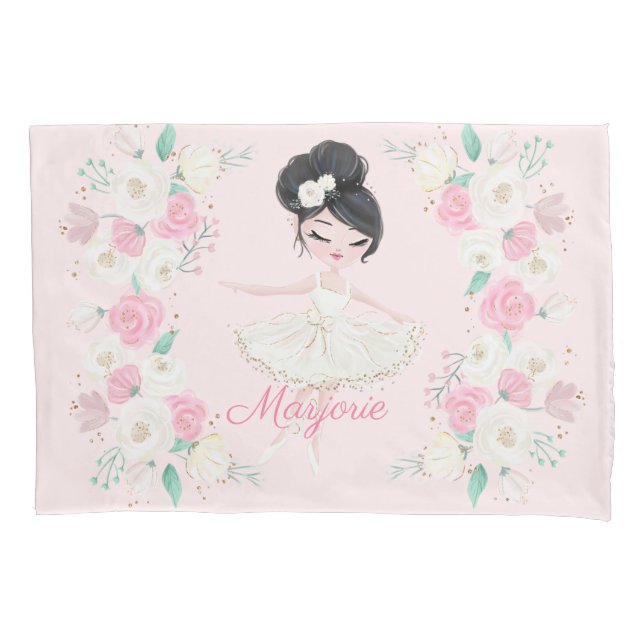 Housse D'oreillers Blonde personnalisée Ballerina Rose Floral Coussin (devant)