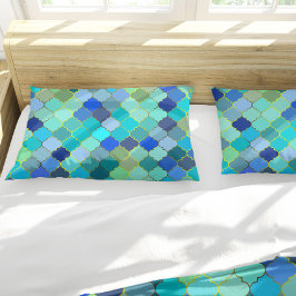 Housse D'oreillers Blue Aqua Moroccan Mosaic Pattern