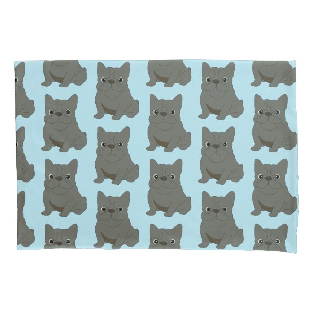 Housse D'oreillers Blue Baby French Bulldog, blue (devant)