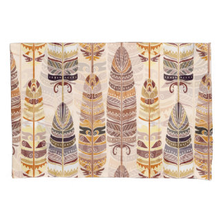Housse D'oreillers Boho Feathes : Motif Tribal sans Seamless