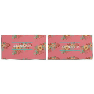 Housse D'oreillers Boho moderne rose floral