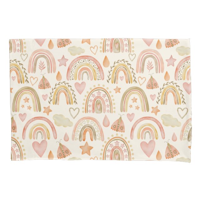 Housse D'oreillers Boho Rainbows Terres chaudes Tons Terracotta (devant)