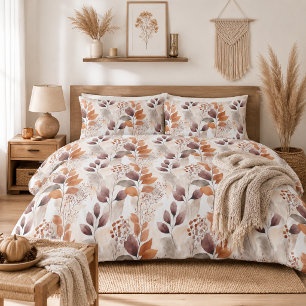 Housse D'oreillers Boho Terracotta et feuilles de Bourgogne 