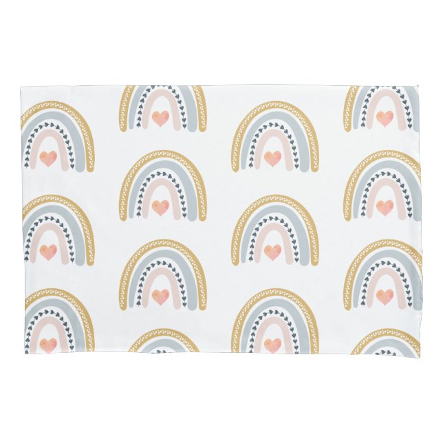 Housse D'oreillers Boho Watercolor Rainbow Motif (devant)