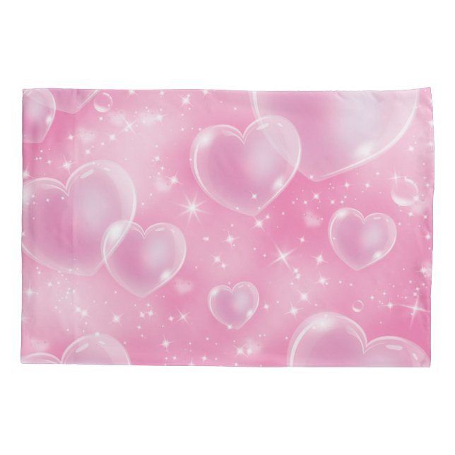 Housse D'oreillers Bubble rose Coeurs mignonne Girly 90's Style (Dos)