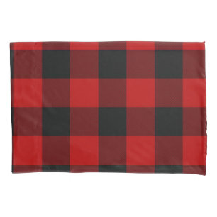 Housse D'oreillers Buffalo noir et rouge À damiers Carrés