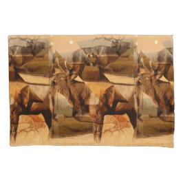 Housse D'oreillers Bull Elk Sunrise Collage