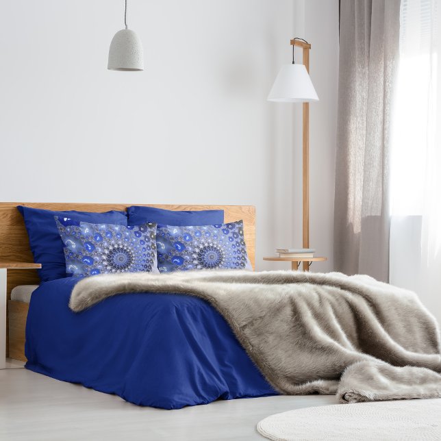 Housse D'oreillers Bulles fractales Ombre Bleu Abstrait (Créateur téléchargé)