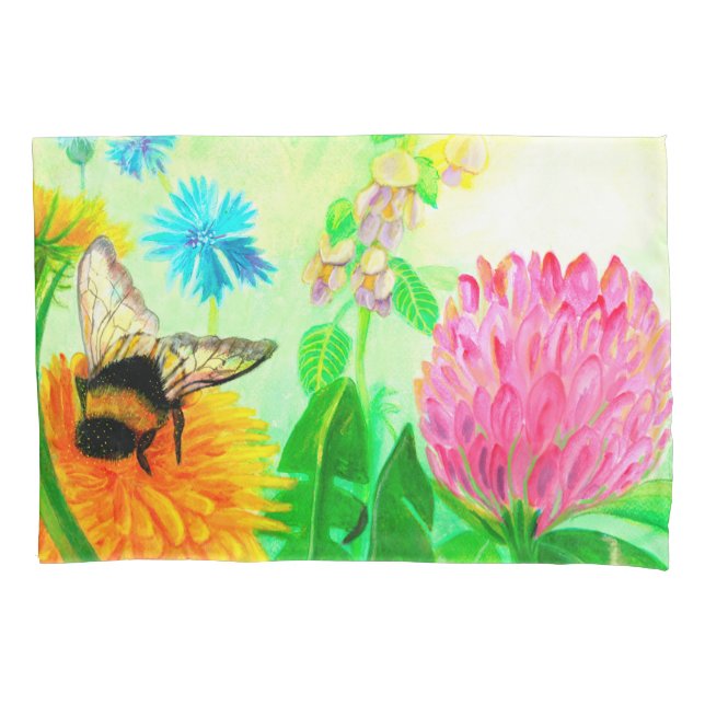 Housse D'oreillers Bumblebee sur le pandelion (devant)