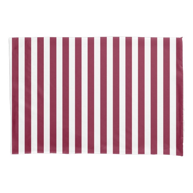 Housse D'oreillers Burgundy et blanc rayures de bonbons (devant)