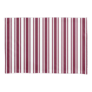 Housse D'oreillers Burgundy rouge et blanc bonbons rayures