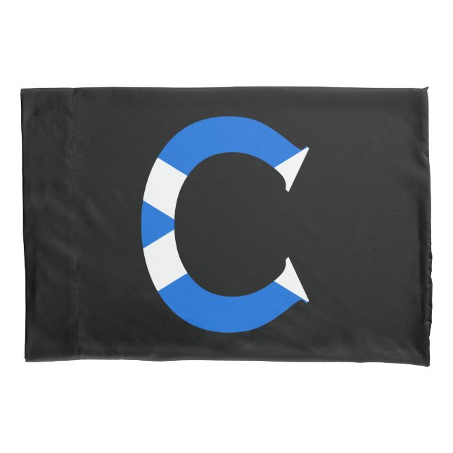 Housse D'oreillers C Monogramme superposé sur le drapeau écossais (devant)