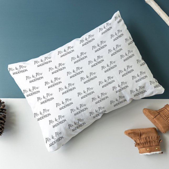 Housse D'oreillers Cadeau mariage M. et Mme, literie personnalisée (Mr and Mrs personalized name collage pillow wedding gifts)