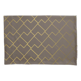 Housse D'oreillers Café doré géométrique moderne Brown