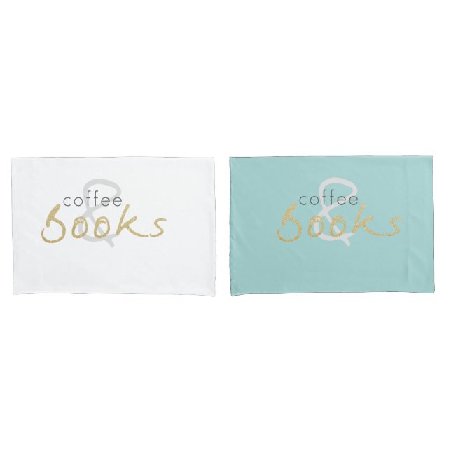 Housse D'oreillers Café et livres Jeu de Pillowcase (devant-Set)