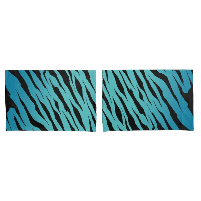 Housse D'oreillers Caisses bleues de coussin de rayure de tigre (devant-Set)