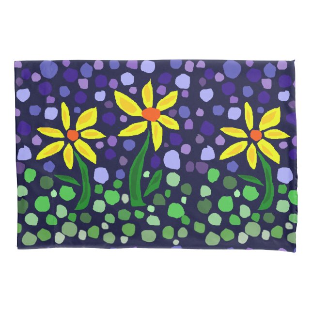 Housse D'oreillers Caisses jaunes de coussin d'art abstrait de fleurs (devant)