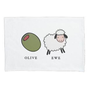 Housse D'oreillers Calembours olives d'amour de brebis