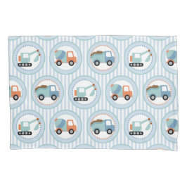 Housse D'oreillers Camions de construction - Bleu Blancs