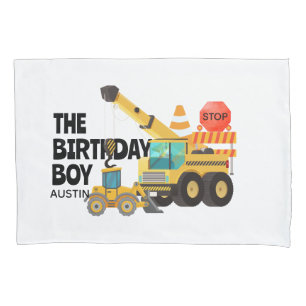 Housse D'oreillers Camions de Construction Fête d'anniversaire pour