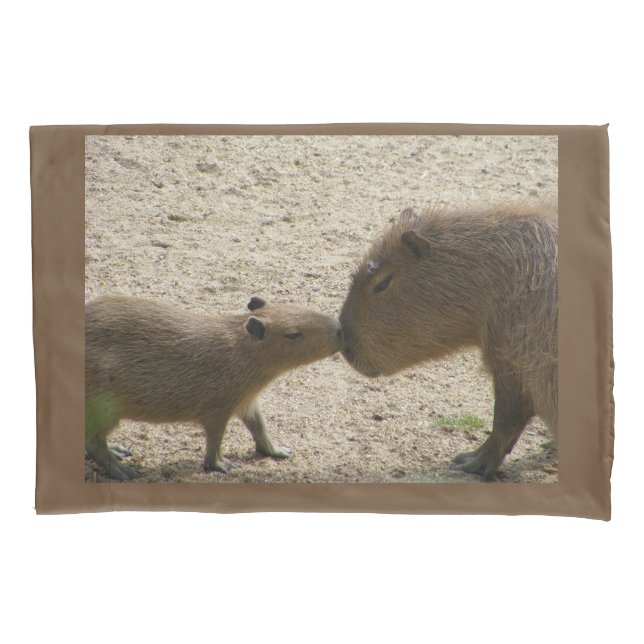 Housse D'oreillers Capybara maman et bébé (devant)