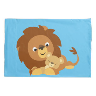 Housse D'oreillers Caricature adorable Lion Papa Et Cub