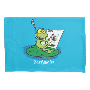 Housse D'oreillers Caricature amusante de grenouille verte
