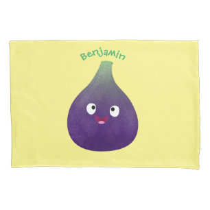 Housse D'oreillers Caricature de fruits mauve joyeux aux figues
