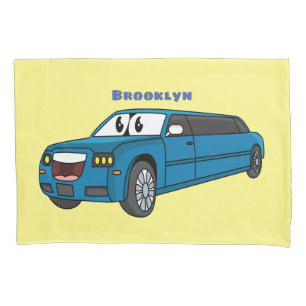 Housse D'oreillers Caricature de la Limousine bleu mignonne