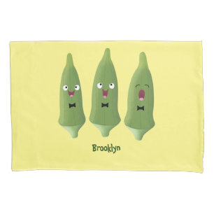 Housse D'oreillers Caricature de légumes de l'okra chantante mignonne