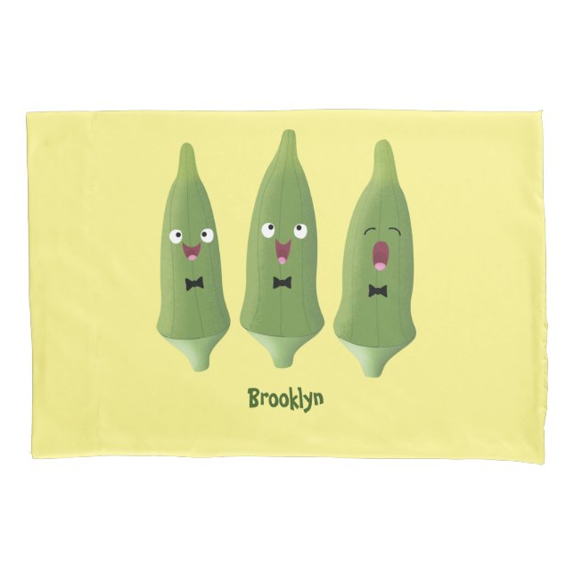 Housse D'oreillers Caricature de légumes de l'okra chantante mignonne (devant)