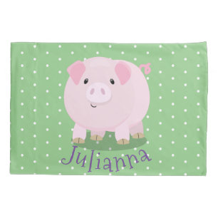 Housse D'oreillers Caricature de porc mignon rose pot vendue