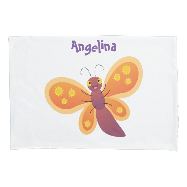 Housse D'oreillers Caricature joli papillon orange (devant)