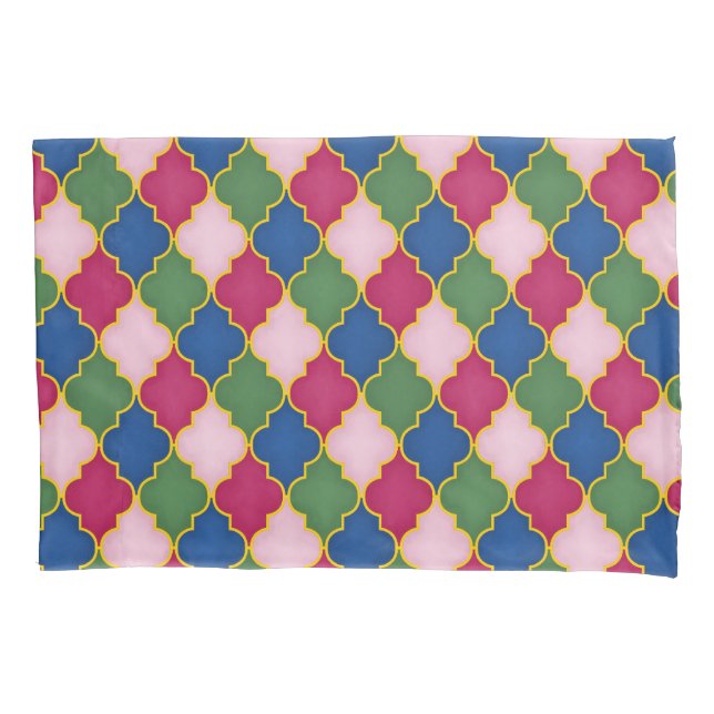 Housse D'oreillers Carreaux rose marocain (devant)