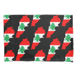 Housse D'oreillers Carte du Liban avec drapeau