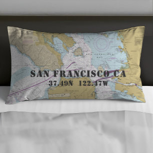 Housse D'oreillers Carte marine Latitude Longitude San Francisco CA