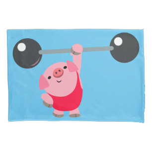 Housse D'oreillers Cartoon de levage de poids mignon