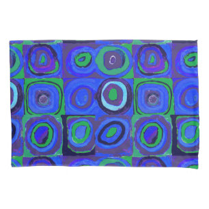 Housse D'oreillers Cercle Carré Kandinsky Farbstudie Blue Quadrate